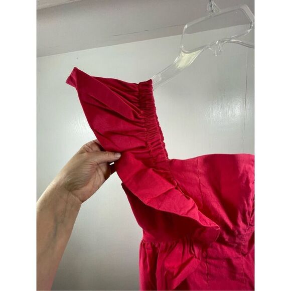 Anthropologie NWOT Pink Column One Shoulder Linen Dress Size XXS - Picture 4 of 12